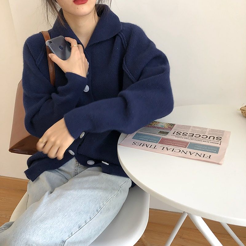 Áo khoác len tay dài màu sắc retro Hàn Quốc dành cho nữ