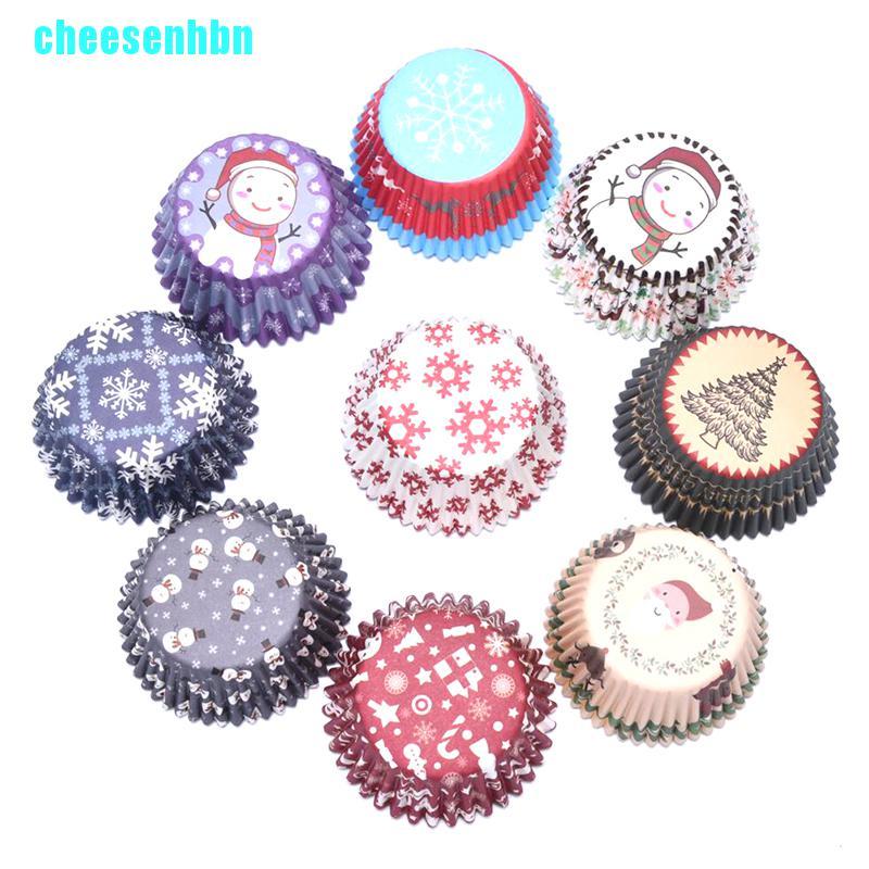 Set 125 Cốc Giấy Làm Bánh Cupcake Phong Cách Giáng Sinh