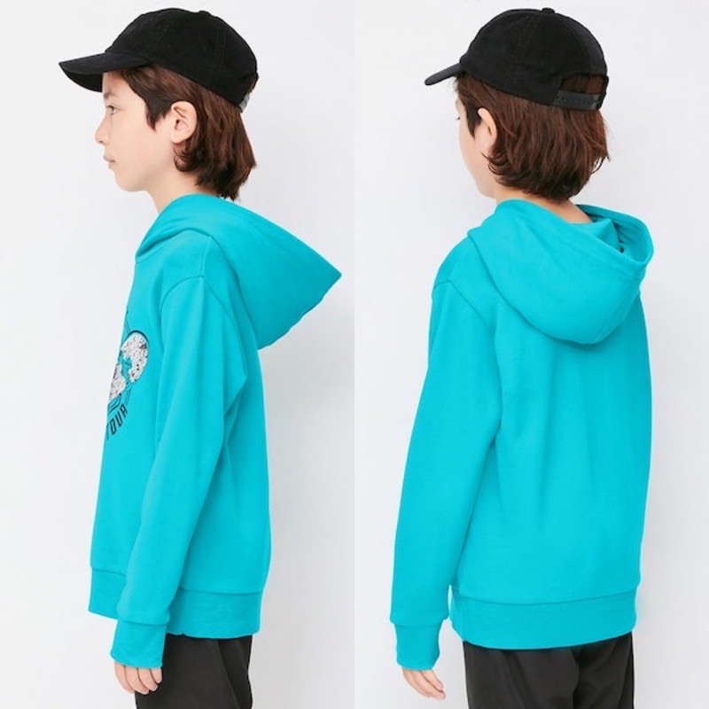 Áo nỉ lót lông bé trai có mũ Hoodies đính cườm hình ván trượt thời trang của GU - Nhật