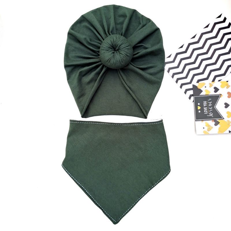 Set 2 Mũ Cotton Trùm Đầu Kèm Khăn Lau Cho Bé