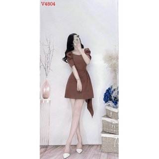 Đầm nữ dự tiệc, đầm bo eo bèo hông, tay lửng phồng xinh xắn