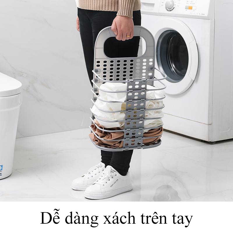 Giỏ đựng quần áo trước khi giặt treo tường gấp gọn tiết kiệm không gian