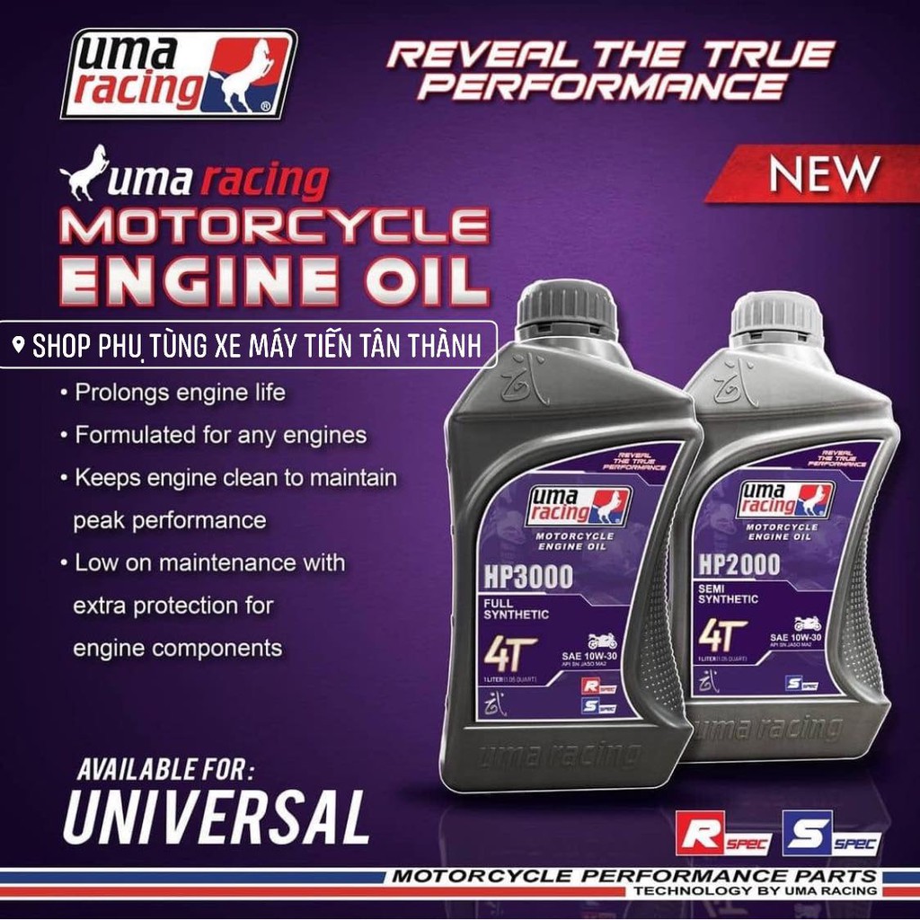 DẦU NHỚT ĐỘNG CƠ Uma Racing - Engine Oil 4T 10W30/10W40/15W50 ( XE SỐ_TAY GA)