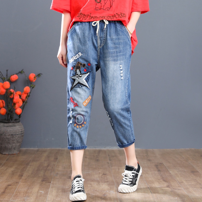 Quần jean nữ thêu hoạ tiết siêu đẹp 2022