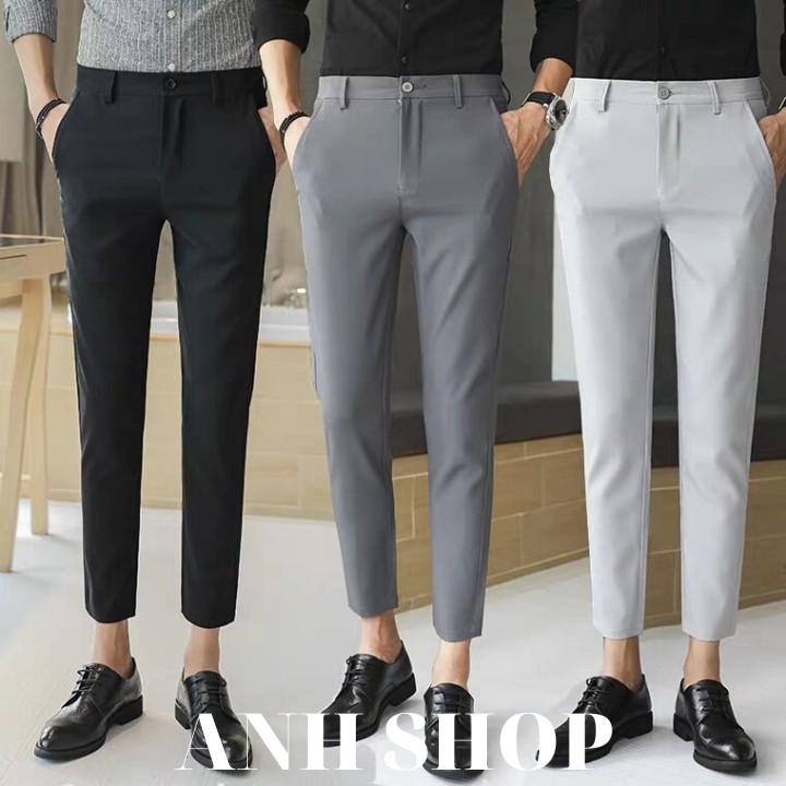 Quần tây nam Hàn Quốc màu đen, vải âu cao cấp mềm mịn co giãn cực tốt | BigBuy360 - bigbuy360.vn