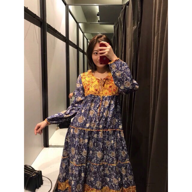 Váy hoa cổ điển Boho style châu Âu chanh xả lắm nha