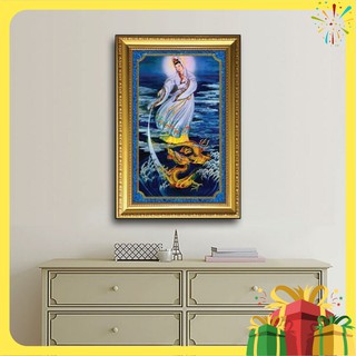 Tranh Phật Quan Âm Bồ Tát Cưỡi Rồng- W719 Size 40 X 60