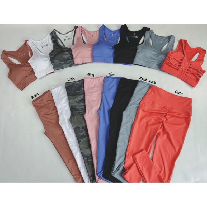 Set Dài Tập Gym Bra Đan Dây, Quần Chun Mông Siêu Xinh