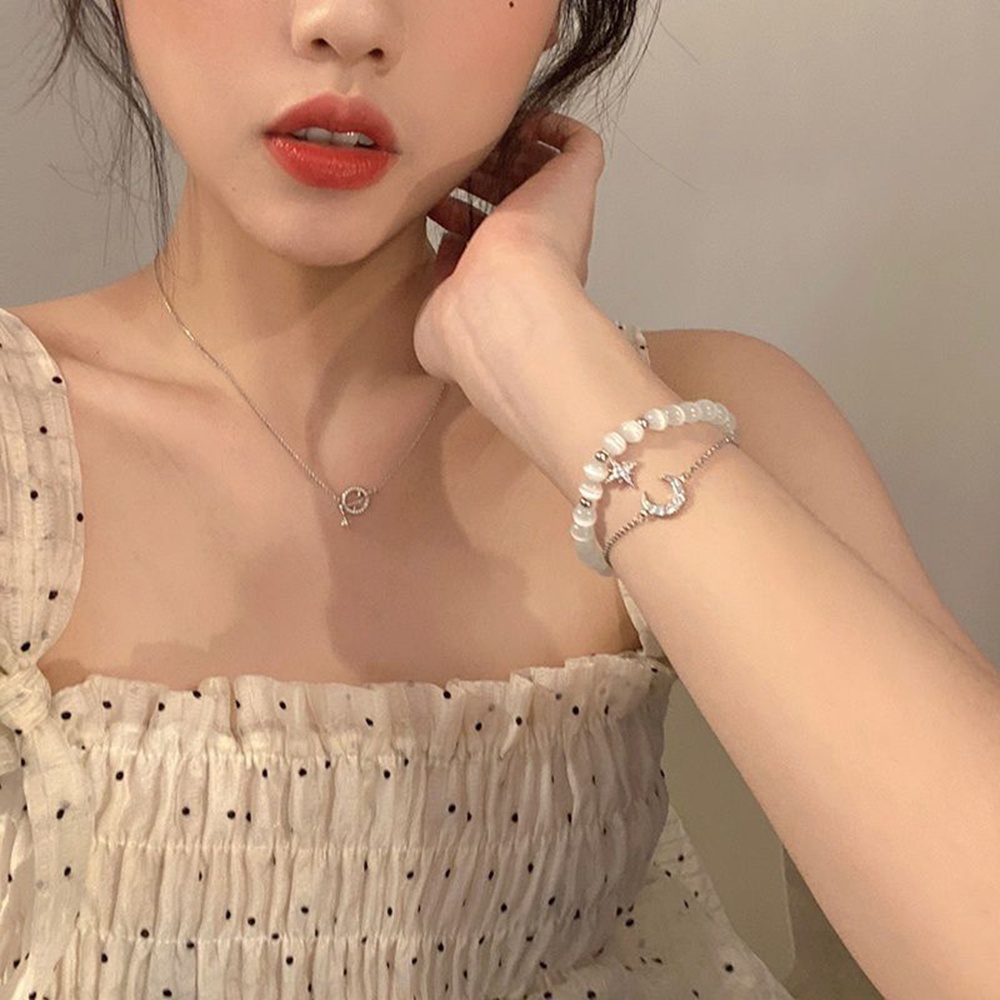 Vòng Tay Chuỗi Hạt Mặt Trăng Ngôi Sao Thời Trang Mùa Hè Phong Cách Hàn Quốc Đơn Giản Cho Nữ