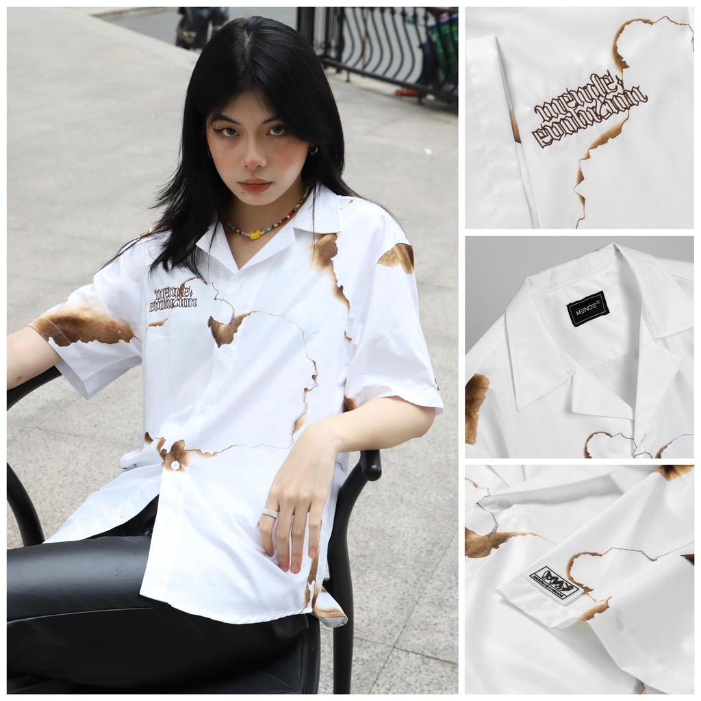 MENDE - Scorched Flame Shirt - Áo sơ mi tay ngắn nam