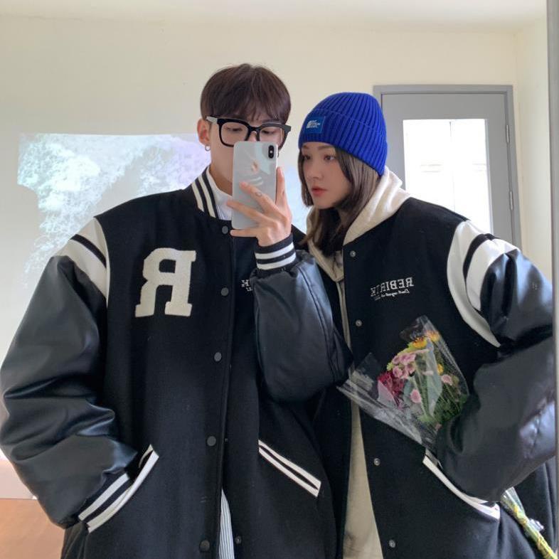 (Hàng sẵn)Áo bomber đôi nam nữ unisex họa tiết thêu xù,áo varcity Miuzi DT114