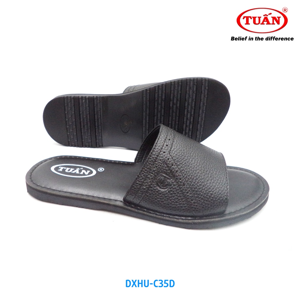 Dép nam quai bảng ngang QUAI DA BÒ TỰ NHIÊN thương hiệu Tuấn DXHU-35D