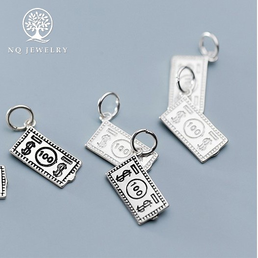 Charm bạc hình tờ tiền đô la treo - NQ Jewelry