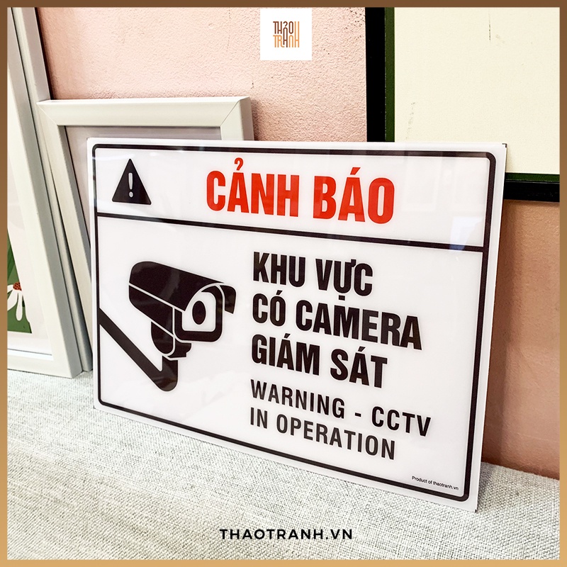 Biển Decal Cảnh Báo Có Camera An Ninh Đang Hoạt Động - Size 21x29cm - Sticker Trang Trí Dán Kính