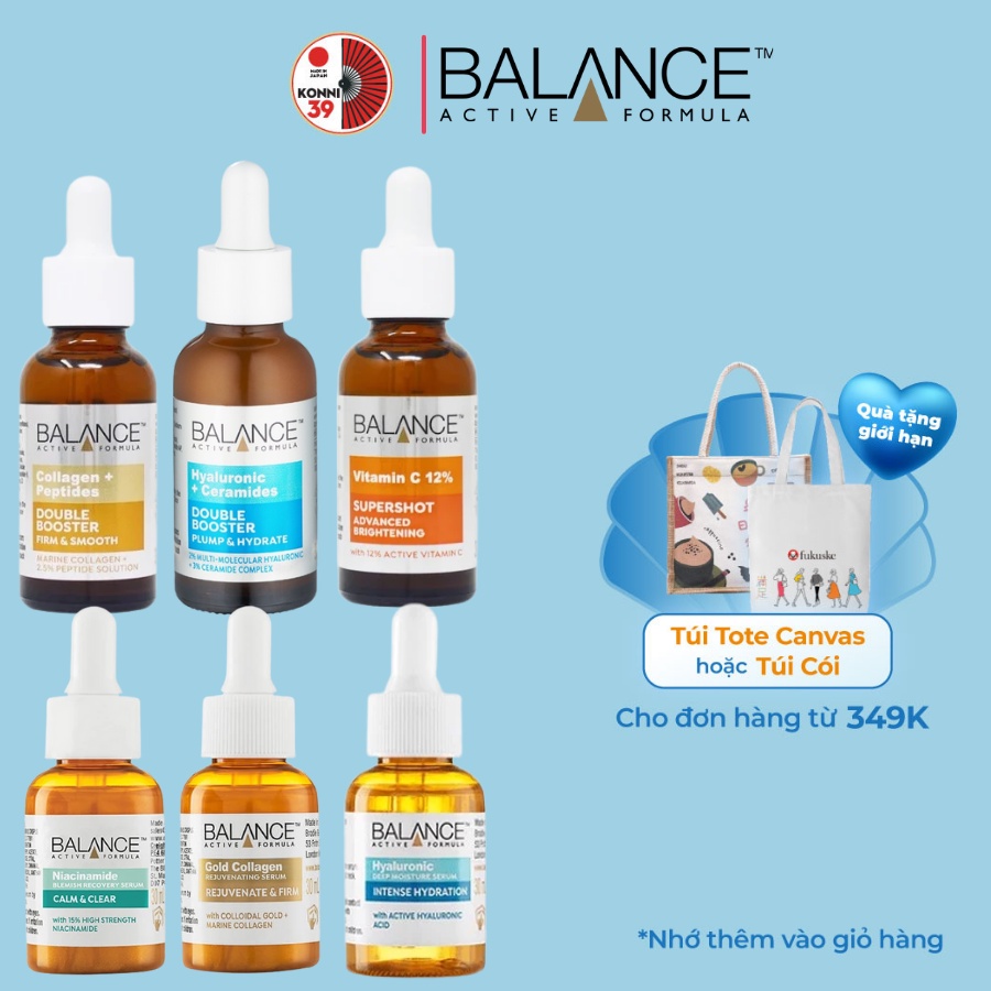 Serum Balance Active Formula ( Vitamin C, Niacinamide, Hyaluronic ) Tinh Chất Trắng Da, Mờ Thâm, Dưỡng Ẩm 30ml - Konni39