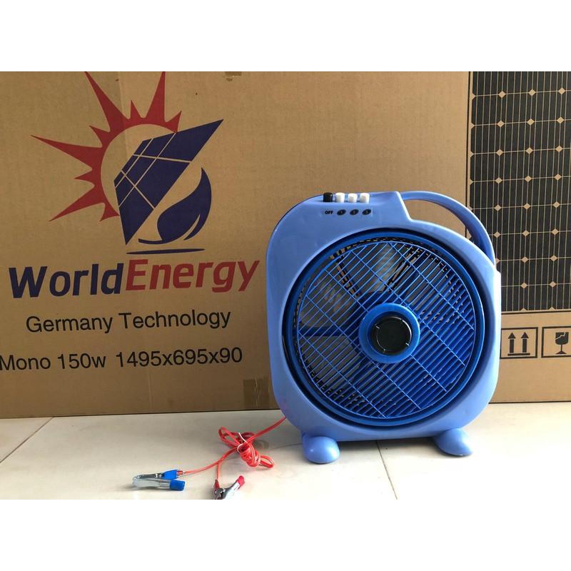 Quạt hộp kẹp bình 12V, dây dài 3,5m, có 3 tốc độ, chạy trực tiếp NLMT.