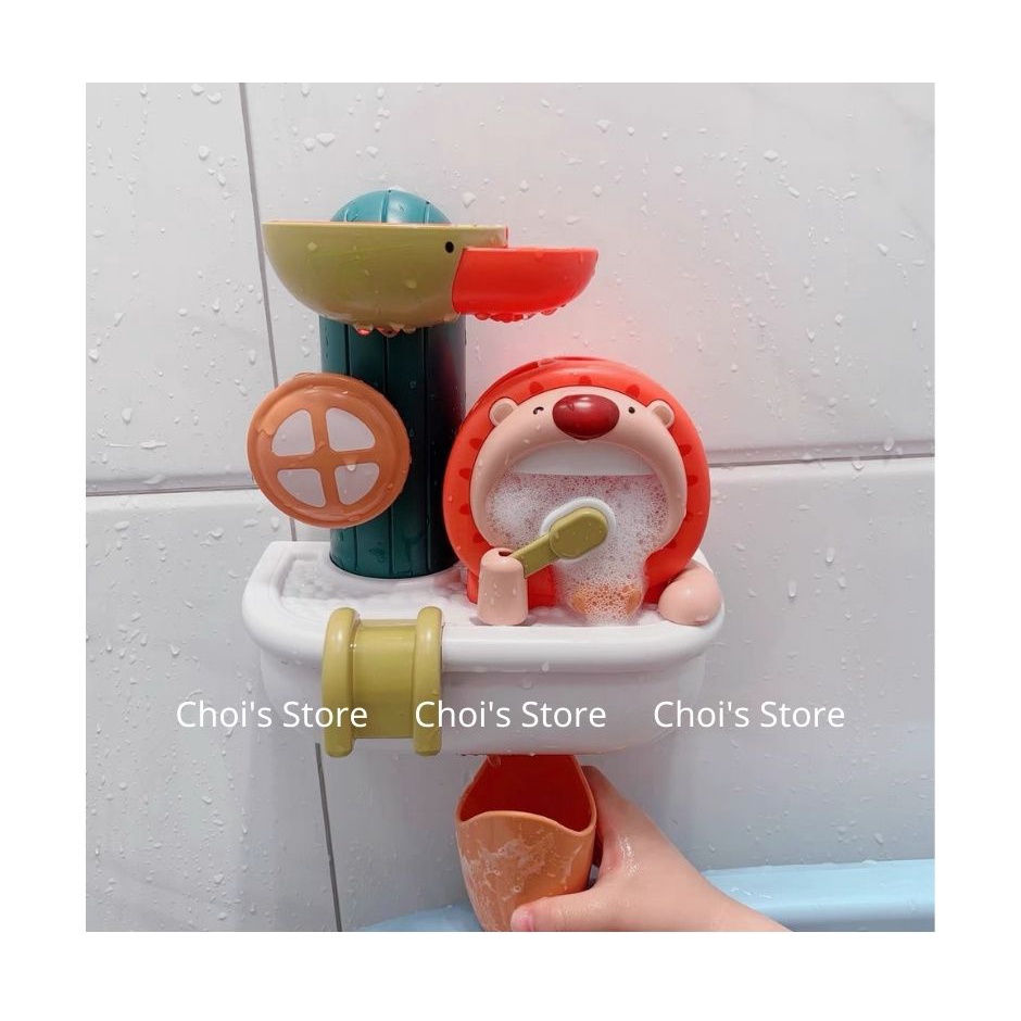 Đồ chơi nhà tắm Sư tử xoay nước, đánh răng tạo bọt đáng yêu