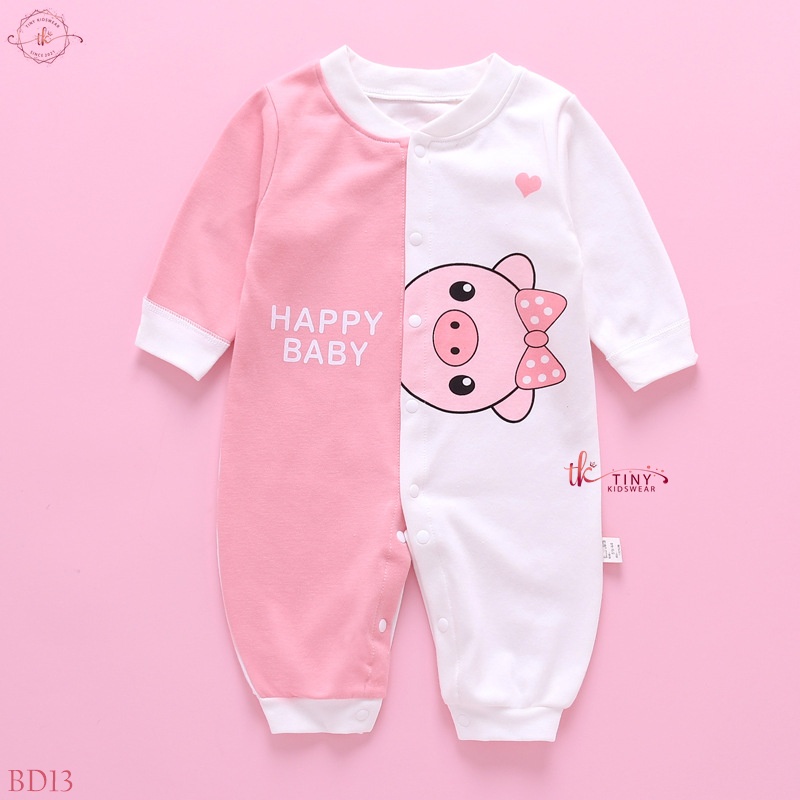 Bộ đồ dài tay áo liền quần thu đông, bodysuit dài tay thu đông cho bé trai, bé gái từ 3-12kg [BD13]