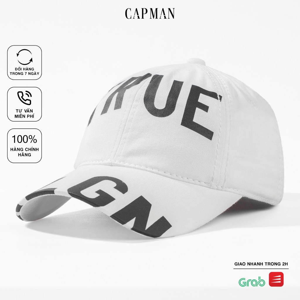 Mũ lưỡi trai CAPMAN chính hãng full box, nón kết nam kaki CM48 trắng chữ đen