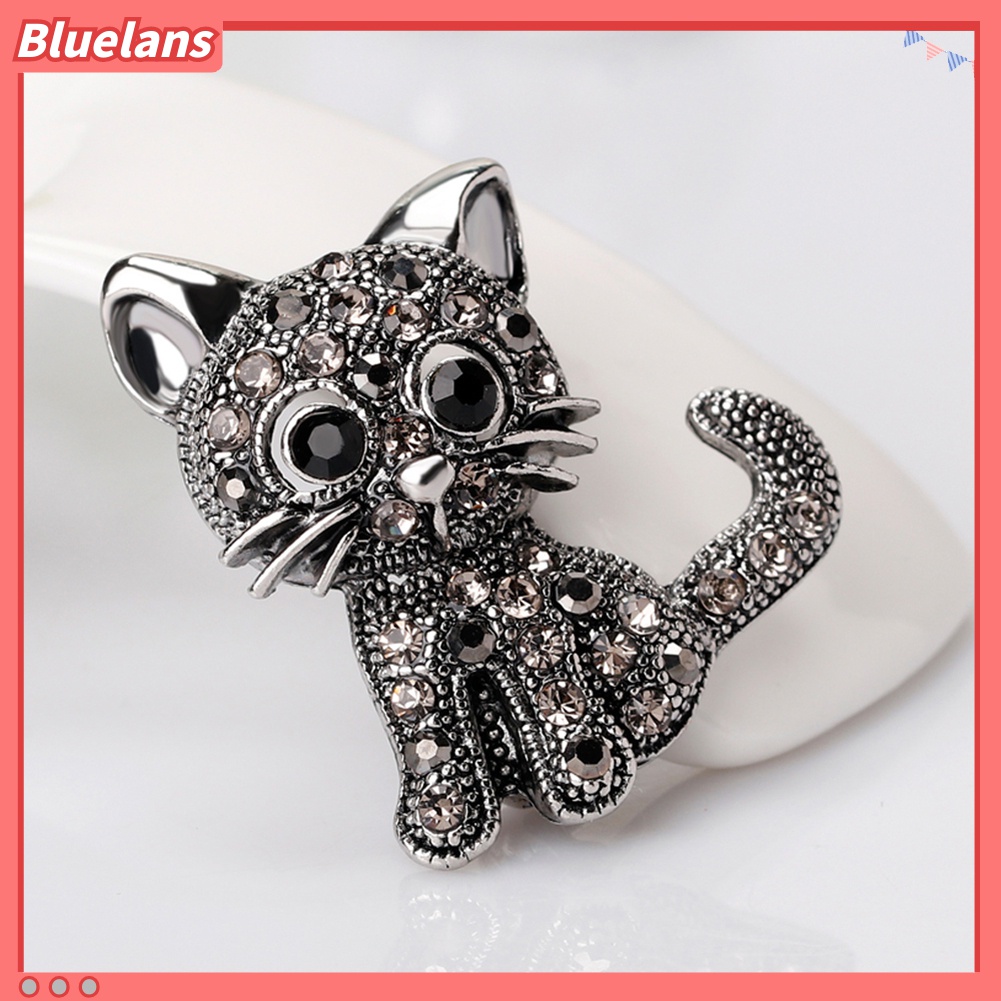 Ghim Cài Áo Hình Mèo Đính Đá Nhân Tạo Thời Trang Cho Nữ