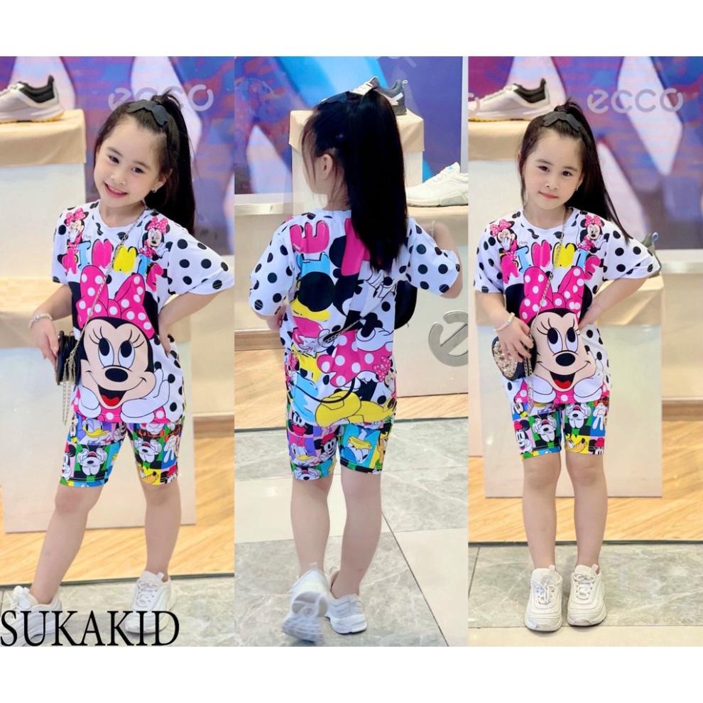 ( Km ) Combo 3 Bộ quần áo trẻ em hinh in 3D co 3 mẫu gấu.mitkey.gái cột tóc 6kg đên 40kg.GN011.