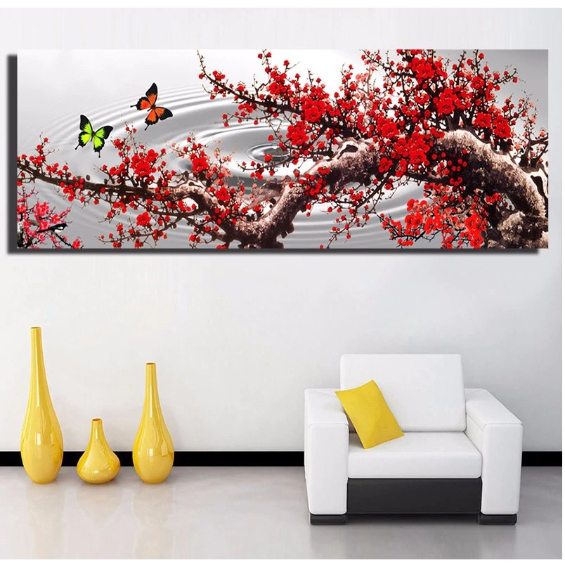 Tranh đính đá 5D , Hoa đào nở
