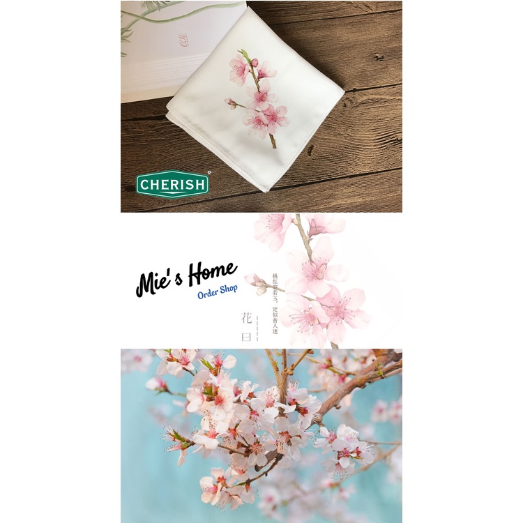 Bộ nguyên liệu Khăn tay thêu thủ công KIT tự làm khăn mùi xoa 30cm Khăn thêu Cherish Hoa Cỏ DIY - MIE Handmade Shop
