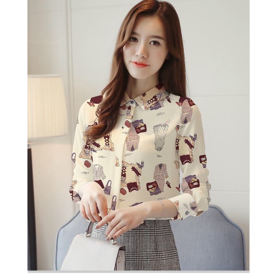 ÁO SƠ MI NỮ PHỐI HỌA TIẾT SANG TRONG TINH TẾ