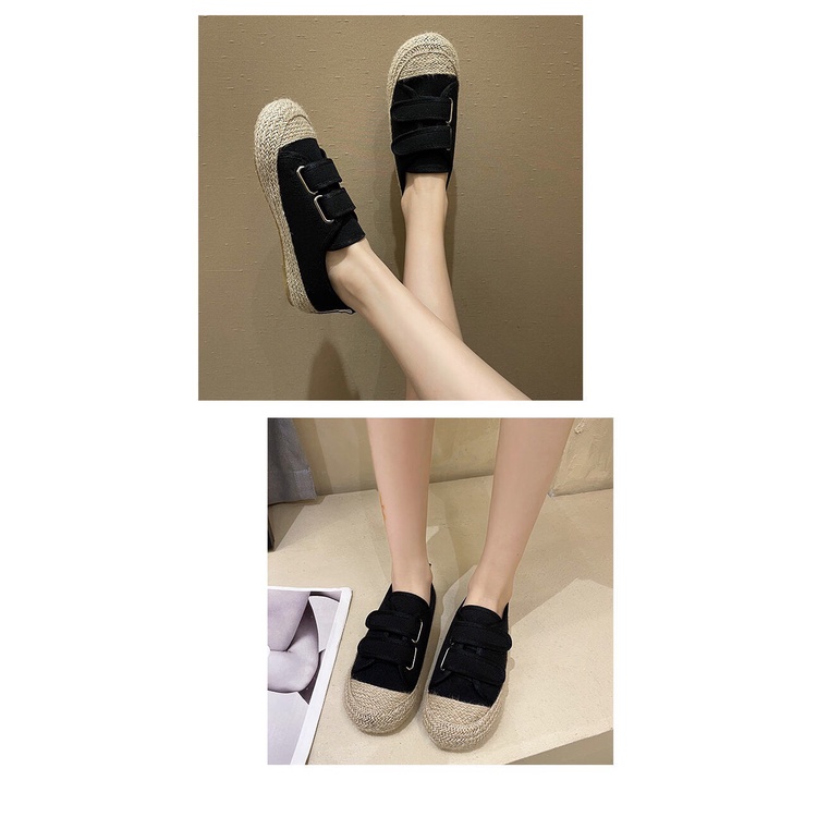 Giày Bệt Giày Búp Bê Quai Dán Basic Vintage Cho Nữ