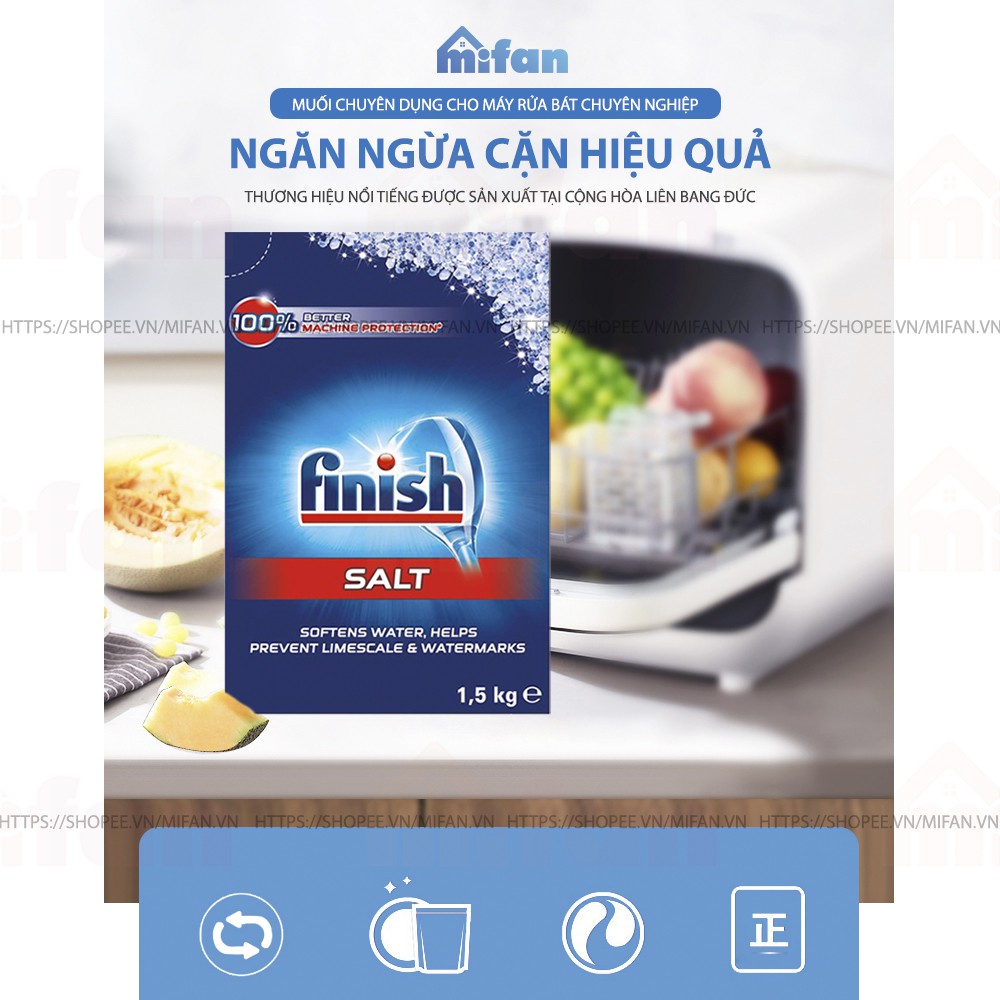 Muối Rửa Bát FINISH 4kg/1.5kg - Muối Rửa Chén Dishwasher Salt - MIFAN PHÂN PHỐI CHÍNH HÃNG