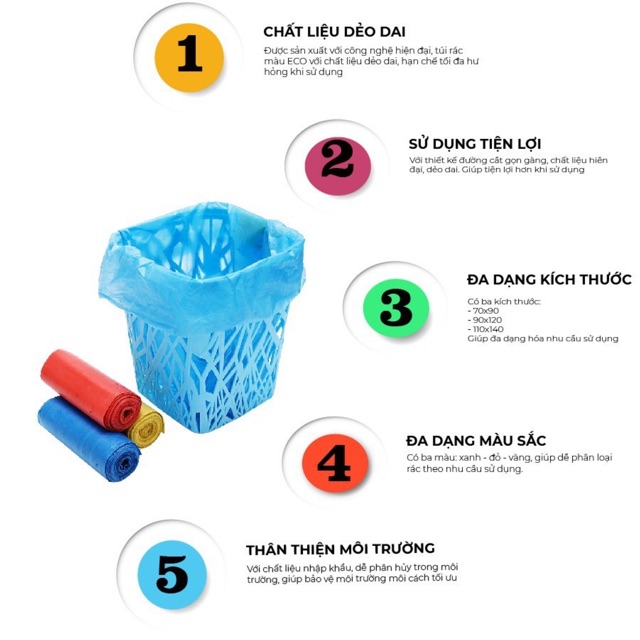 Túi rác 3 cuộn - sinh học tự phân huỷ