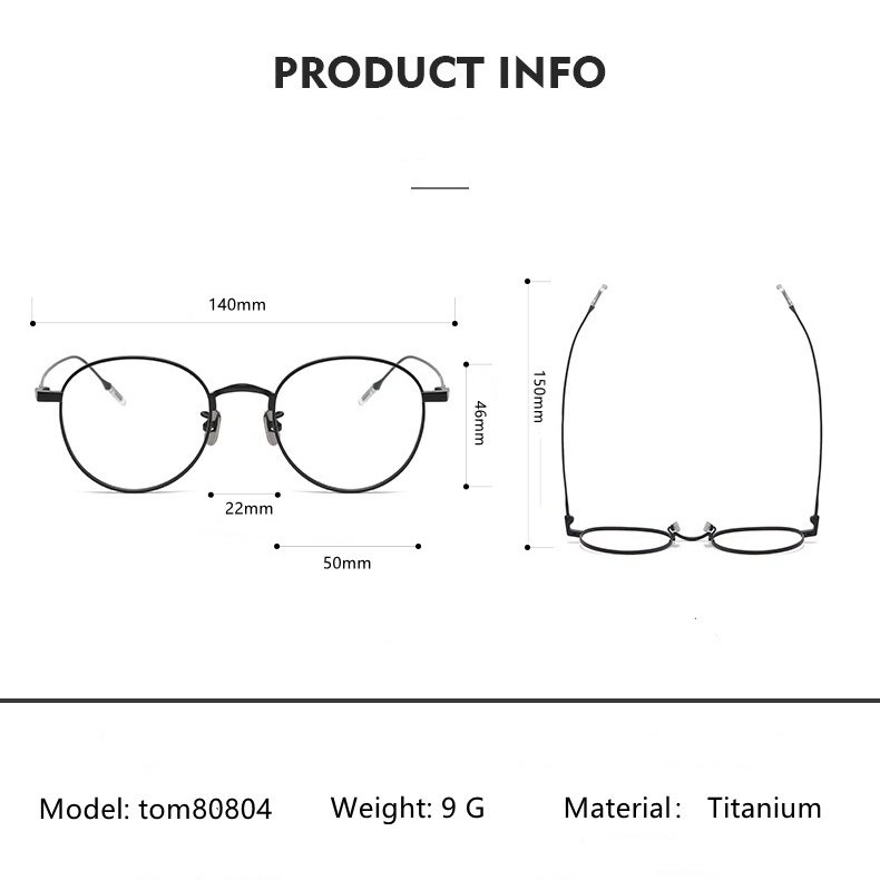 Kính Gm Quang Học Tròng 140 Độ Rộng 9g Màu Bạc Siêu Nhẹ Phong Cách Retro Cho Nam Và Nữ TOM21
