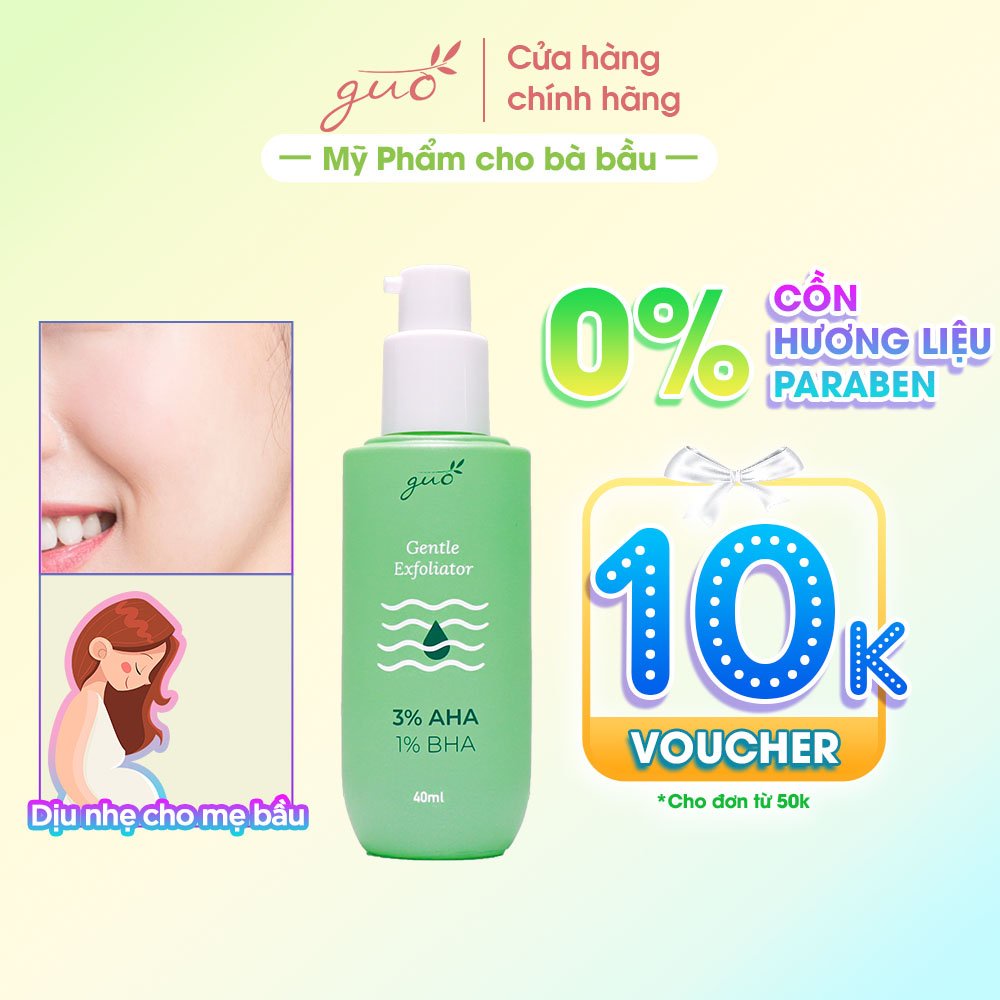 - Tẩy tế bào chết dịu nhẹ dành cho bà bầu Gentle Exfoliator AHA 3% & BHA 1% GUO 40ml
