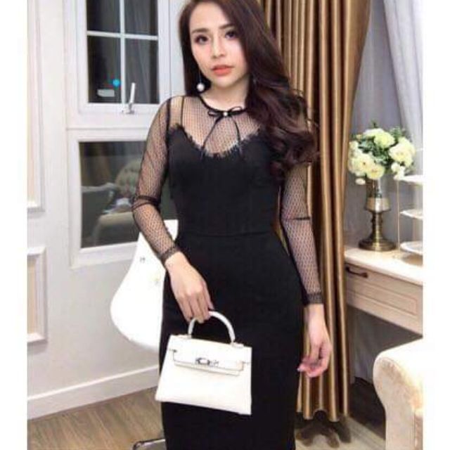 VÁY HAI DÂY PHA CỔ REN LƯỚI