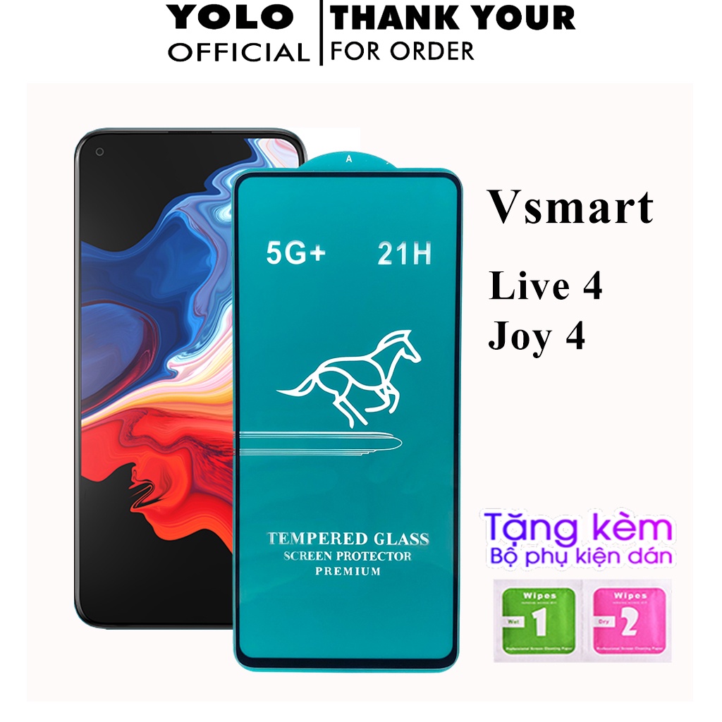 Kính Cường lực Vsmart Live 4 Joy 4 Full màn Trong Suốt Cảm Ứng Siêu Mượt Cao Cấp Hạn Chế vân tay Tặng Kèm Khăn Lau [FM]