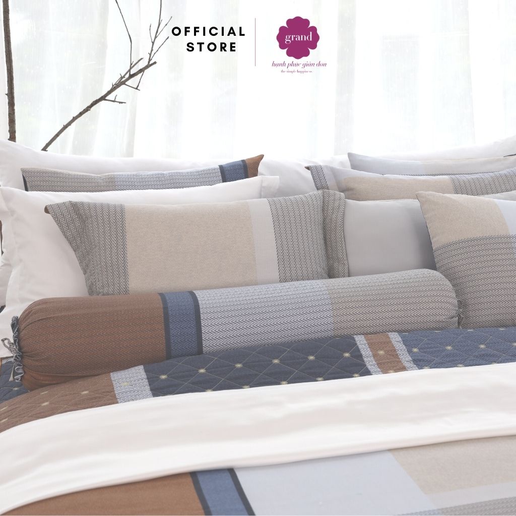 Vỏ gối ôm 100% cotton Hàn Quốc by GRAND, kích thước 33x100, hoa văn trang nhã, thanh lịch