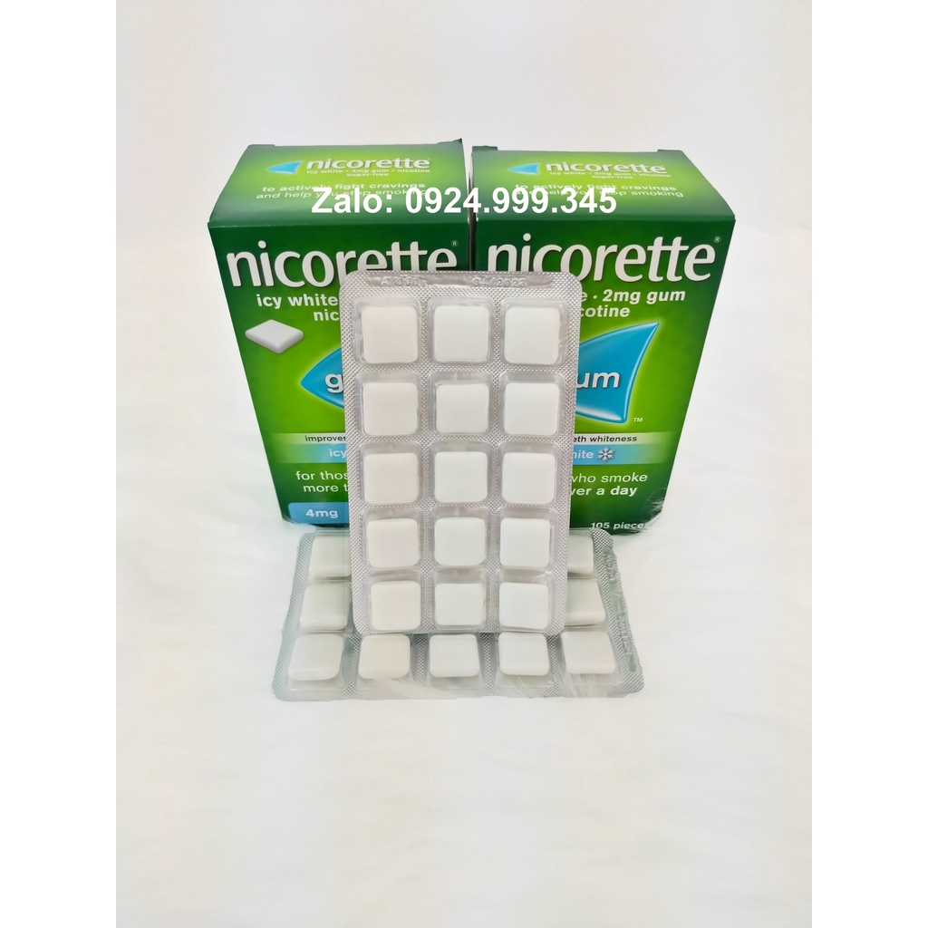 Kẹo nhai cai thuốc Nicorette 2mg vị bạc hà vỉ 15 viên