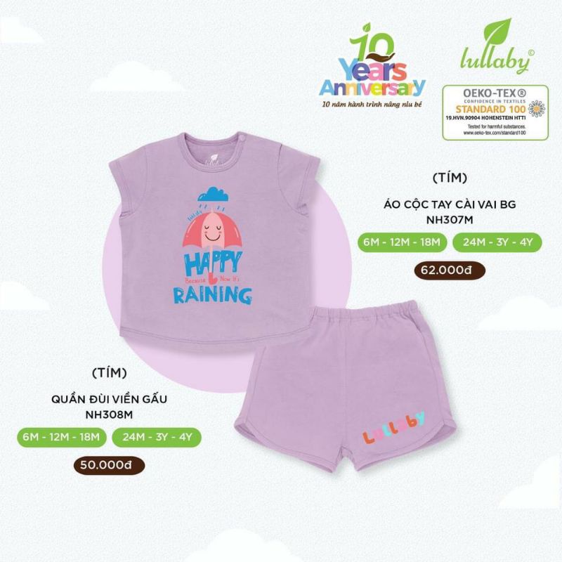 Bộ cộc tay cotton Lullaby bé gái 2022