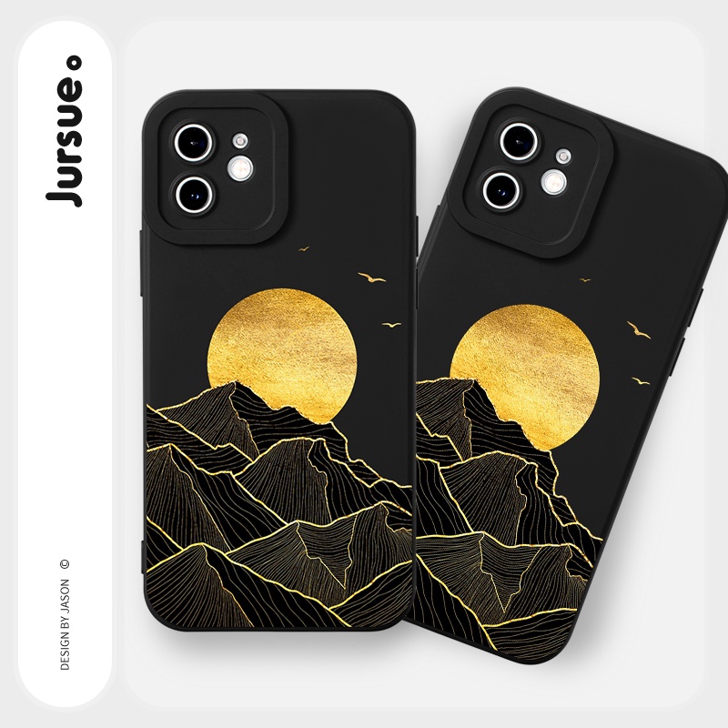 Ốp lưng JURSUE mềm chống bẩn hình độc lạ đen Cho iPhone 14 13 12 11 Pro Max SE 2020 X XR XS 8 7 ip 6S 6 Plus Y2336