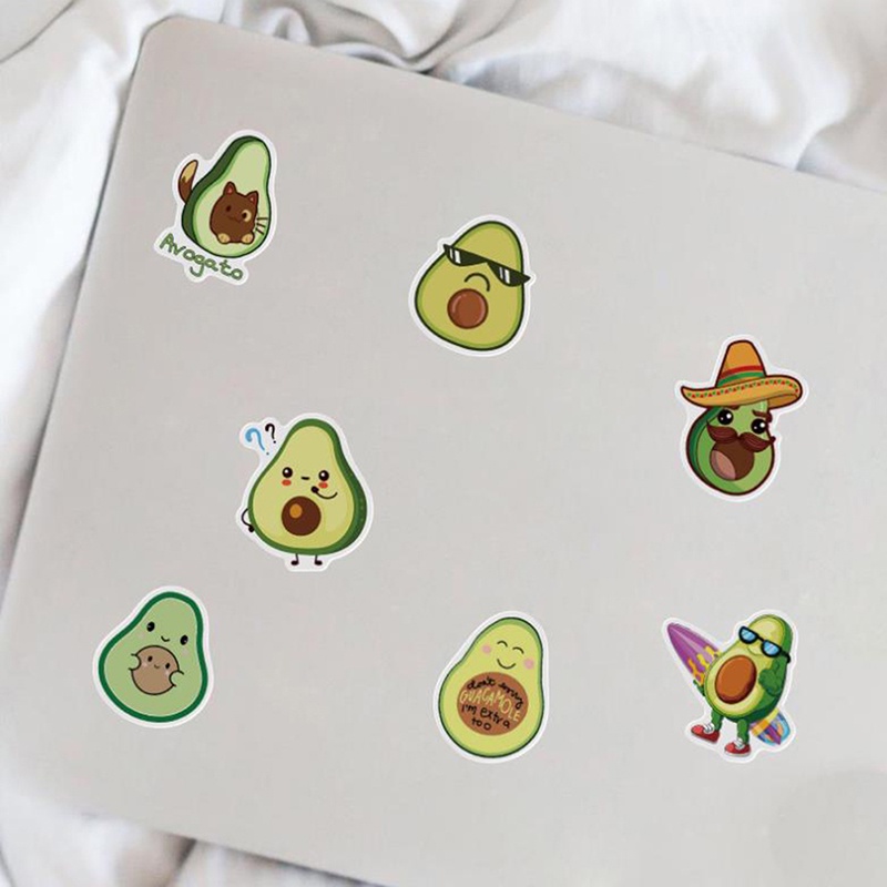 Bộ 50 Miếng Dán Hình Trái Bơ Hoạt Hình Graffiti Trang Trí Vali/Laptop/Mũ Bảo Hiểm