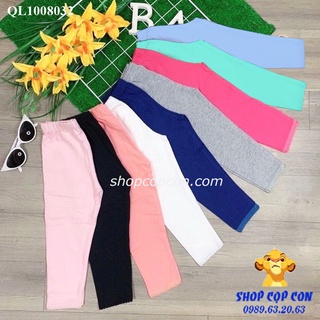 Quần legging dài màu trơn lai ren cho bé gái từ 25kg đến 42kg