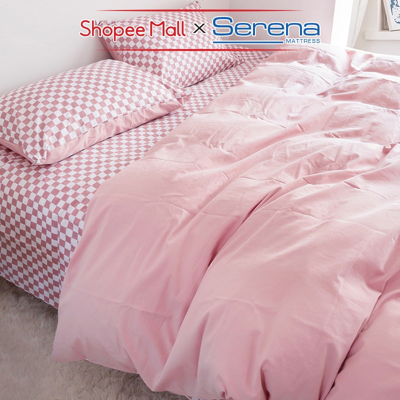 Bộ Ga Gối 5 Món Cotton Poly SERENA Chính Hãng Set Chăn Ra Ga Grap Drap Gối Đệm Nệm Trần Bông Trải Phủ Giường Đẹp Cao Cấp