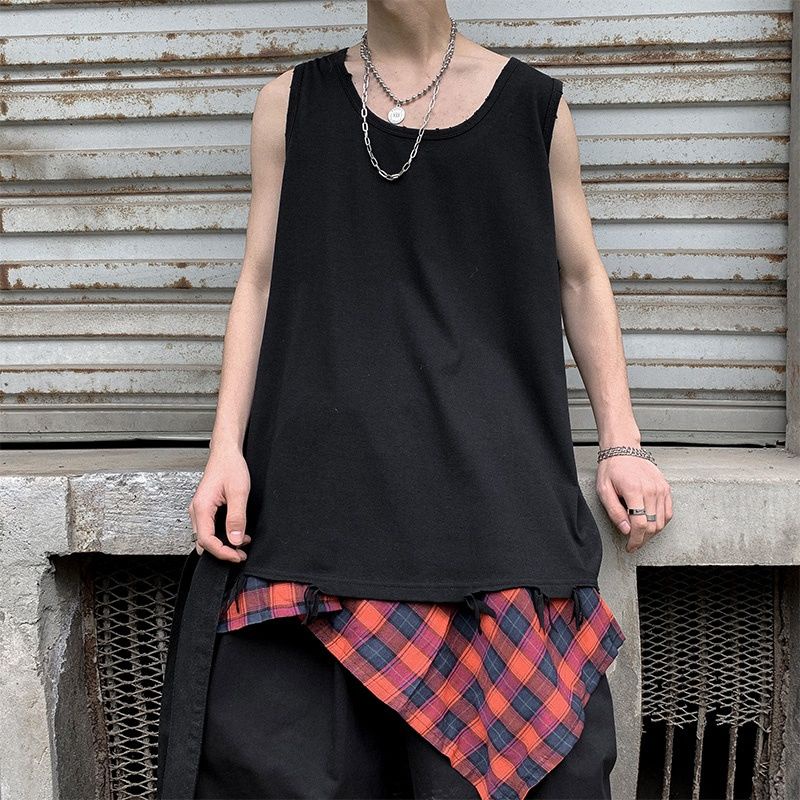 Áo Thun Sát Nách Dáng Rộng Phong Cách Hip Hop Hàn Quốc Thời Trang Mùa Hè Cho Nam