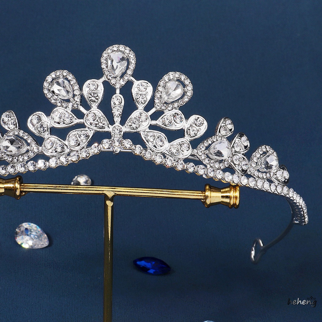 1 Băng Đô Cài Tóc Hình Vương Miện Có Đính Đá Cho Cô Dâu