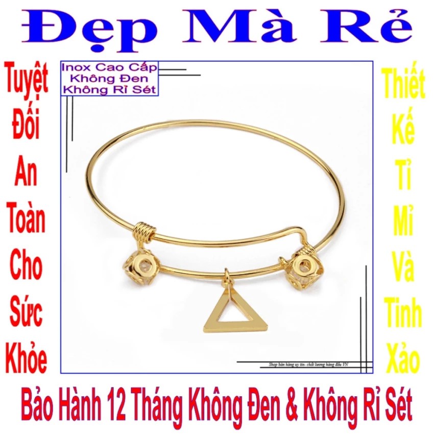 Kiềng màu vàng đeo tay nữ hình tam giác - Cam kết 1 đổi 1 nếu hoen , gỉ sét - Tự điều chỉnh được theo cổ tay