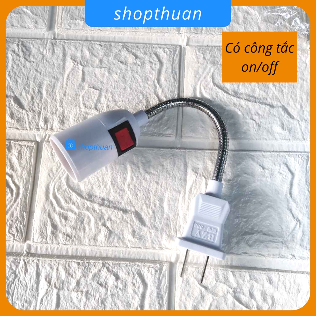 Đuôi đèn dây lò xo có công tắc có phích cắm, đuôi đèn E27