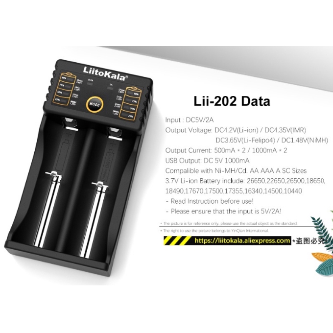 Bộ Sạc Pin Thông Minh Liitokala Lii-402 Lii-202 100 18650 NiMH lithium