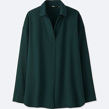 Áo uniqlo chất vải rayon màu xanh lá đậm