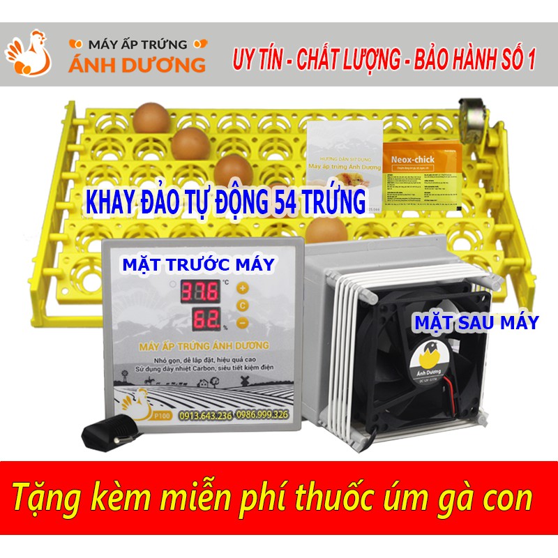 - Máy ấp trứng mini Ánh Dương P100 + 1 khay đảo tự động 54 trứng - Tặng kèm gói úm gà