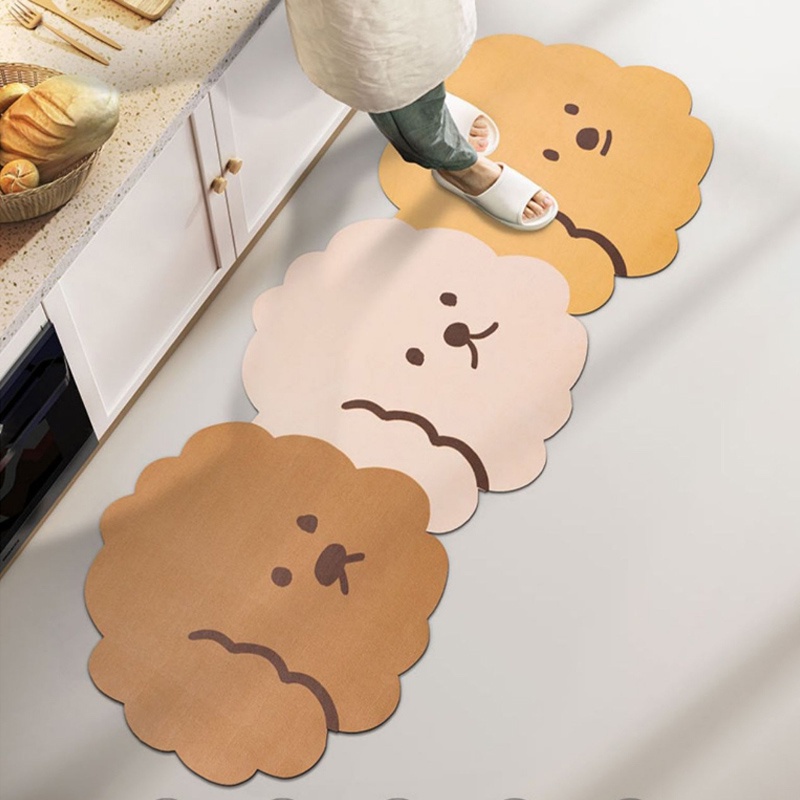 Thảm Lót Sàn Nhà Bếp In Hoạt Hình Chú Chó Đáng Yêu Giặt Sạch Tiện Lợi